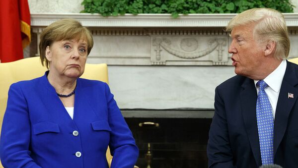 Президент США Дональд Трамп и канцлер Германии Ангела Меркель - 俄羅斯衛星通訊社