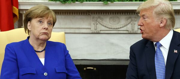 Президент США Дональд Трамп и канцлер Германии Ангела Меркель - 俄羅斯衛星通訊社