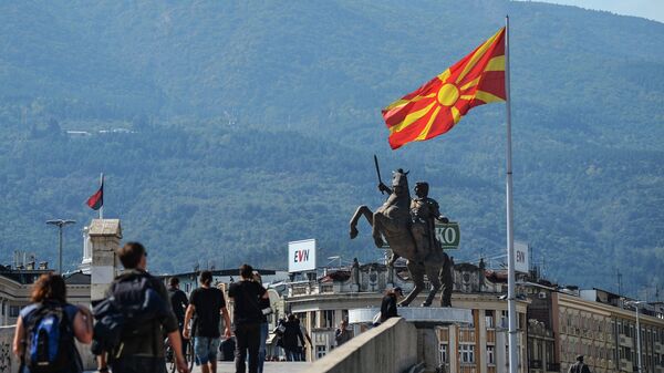 Памятник «Воин на коне» города Скопье. - 俄羅斯衛星通訊社
