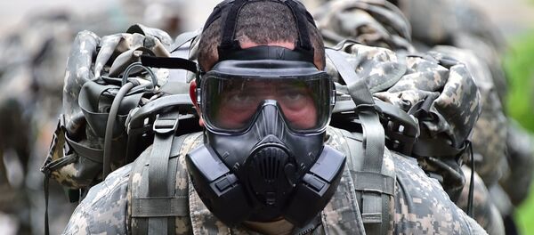 Солдат армии США во время соревнований на американской базе в Южной Корее  - 俄罗斯卫星通讯社