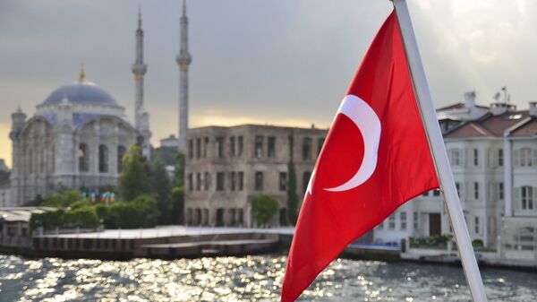 Турецкий флаг на фоне стамбульского пейзажа - 俄羅斯衛星通訊社