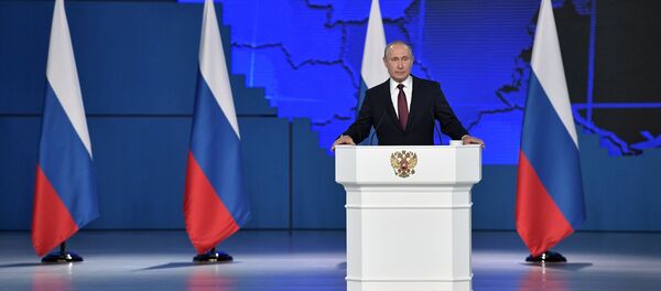 20 февраля 2019. Президент РФ Владимир Путин выступает с ежегодным посланием Федеральному Собранию.  - 俄羅斯衛星通訊社