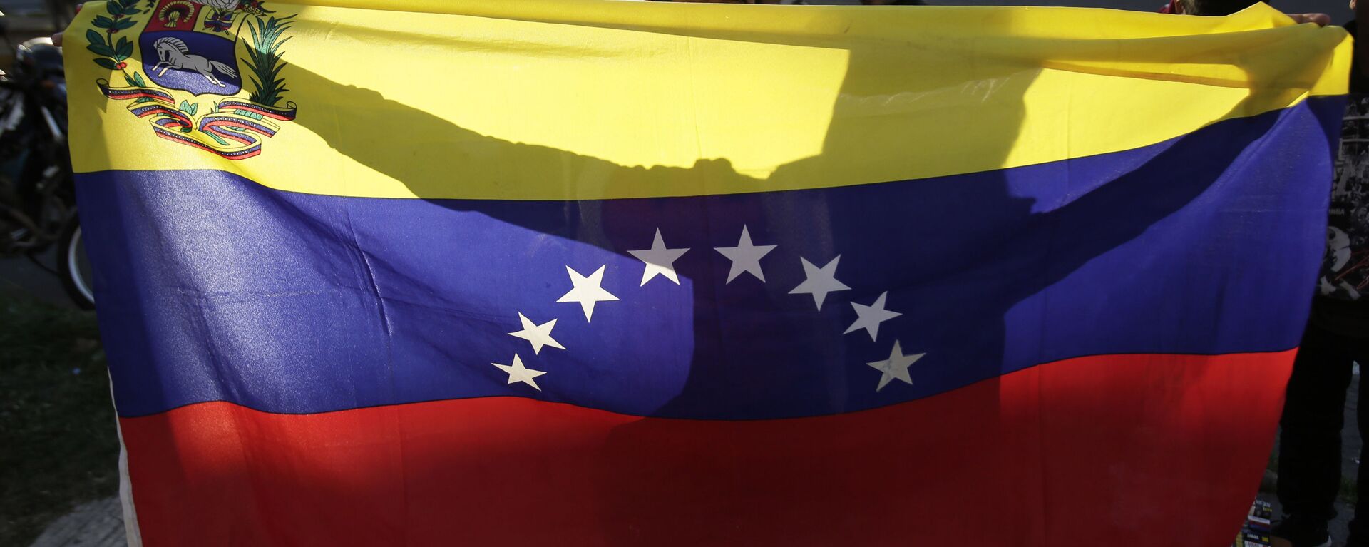 Протестующий с флагом Венесуэлы в Эквадоре  - 俄羅斯衛星通訊社, 1920, 08.02.2021