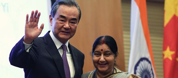 王毅会见出席中俄印外长会晤的印度外长斯瓦拉吉 - 俄罗斯卫星通讯社