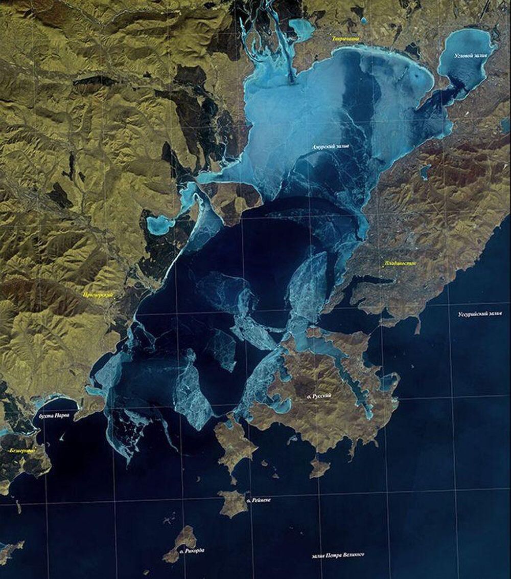 卫星图像显示符拉迪沃斯托克海域被冰封(图片) - 俄罗斯卫星通讯社