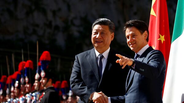 中國國家主席習近平與意大利總理朱塞佩·孔特 - 俄羅斯衛星通訊社