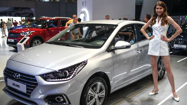 Модель на стенде компании Hyundai на Московском международном автомобильном салоне 2018 - 俄罗斯卫星通讯社