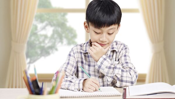 Азиатский школьник выполняет домашнее задание - 俄罗斯卫星通讯社