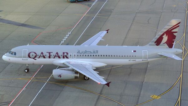 Пассажирский самолет Airbus A320 авиакомпании государства Катар Qatar Airways (Катар Эйрвейз) в аэропорту Домодедово. - 俄罗斯卫星通讯社