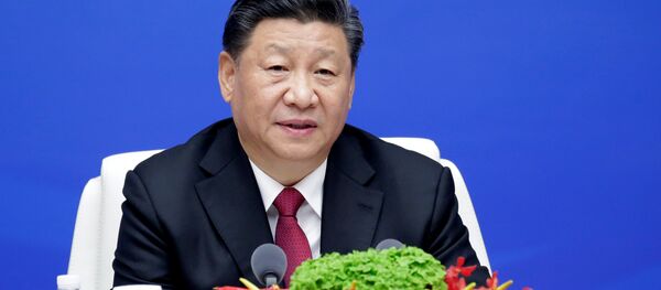 Chinese President Xi Jinping speaks during a meeting with international navy delegates to mark the 70th anniversary of the founding of the Chinese People's Liberation Army Navy in Qingdao - 俄罗斯卫星通讯社