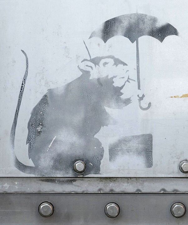 疑似班克斯作品的畫在東京市政廳展出 疑似班克斯作品的畫在東京市政廳展出 - 俄羅斯衛星通訊社