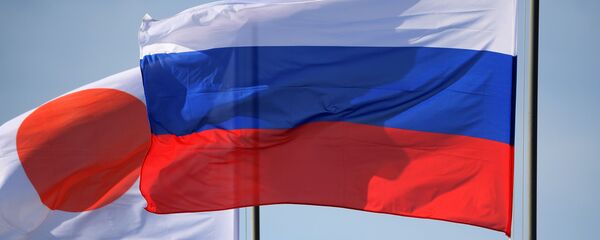 Государственные флаги России и Японии - 俄罗斯卫星通讯社