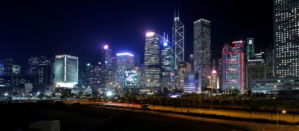 An evening view of the financial Central district in Hong Kong An evening view of the financial Central district in Hong Kong - 俄罗斯卫星通讯社