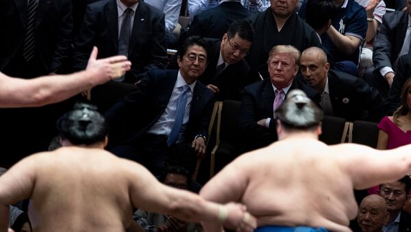特朗普向日本夏季相撲錦標賽冠軍頒發美國總統獎杯 - 俄羅斯衛星通訊社