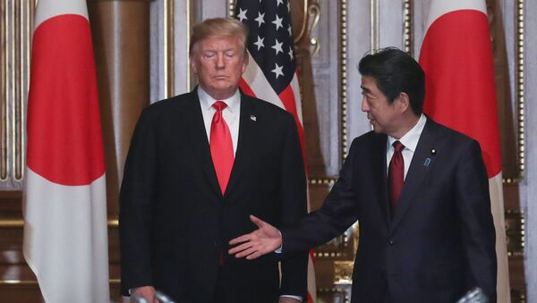 Президент США Дональд Трамп и премьер-министр Синдзо Абэ в Токио - 俄罗斯卫星通讯社