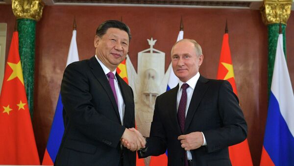 Президент РФ Владимир Путин и председатель Китайской Народной Республики Си Цзиньпин - 俄羅斯衛星通訊社