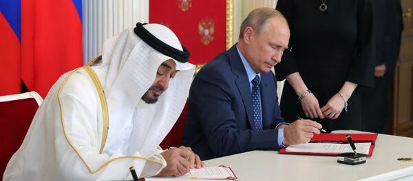 弗拉基米尔∙普京与穆罕默德·本·扎耶德·阿勒纳哈扬 - 俄罗斯卫星通讯社