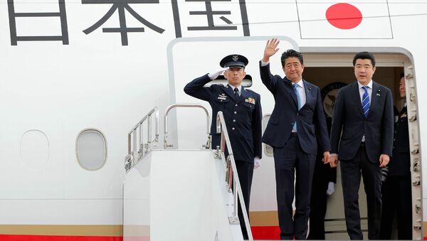 Japan's Prime Minister Shinzo Abe  waves to well-wishers upon his departure at Tokyo's Haneda Airport on June 12, 2019. Abe left for a two-day visit to Iran. - 俄罗斯卫星通讯社