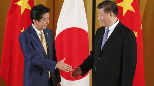 国家主席习近平当地时间27日在大阪会见日本首相安倍晋三 - 俄罗斯卫星通讯社