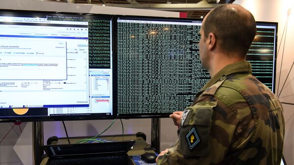 Французский военный специалист во время работы за компьютером - 俄羅斯衛星通訊社