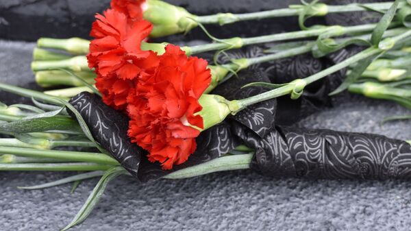 Цветы, возложенные в память о погибших моряках-подводниках возле Мемориального комплекса Морякам, погибшим в мирное время в Мурманске - 俄罗斯卫星通讯社