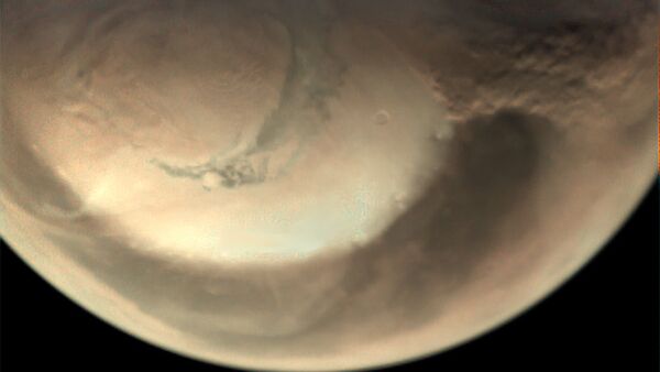 Песчаная буря у северной полярной ледяной шапки Марса  - 俄罗斯卫星通讯社