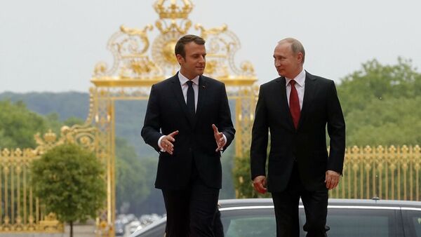Президент РФ Владимир Путин и президент Франции Эммануэль Макрон во время встречи - 俄羅斯衛星通訊社