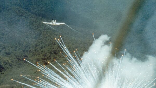 Американский штурмовик A-1E сбрасывает фосфорную бомбу в ходе войны во Вьетнаме, 1966 год - 俄罗斯卫星通讯社