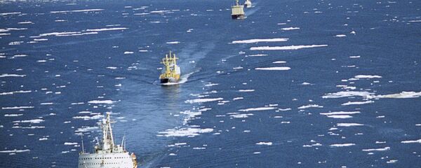 Караван транспортных судов в сопровождении ледоколов проходит по Северному морскому пути - 俄羅斯衛星通訊社