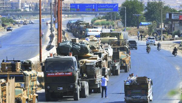 Колонна машин вооруженных сил Турции в провинции Идлиб, Сирия - 俄罗斯卫星通讯社