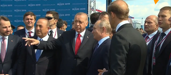 普京与埃尔多安在莫斯科航展上参观俄最新型苏-57战斗机 - 俄罗斯卫星通讯社