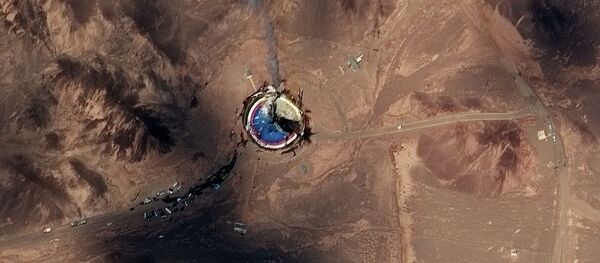 Спутниковый снимок на основании которого официальные лица США заявляют о неудачном запуске ракеты на севере Ирана. 29 августа 2019 Спутниковый снимок на основании которого официальные лица США заявляют о неудачном запуске ракеты на севере Ирана. 29 августа 2019 - 俄罗斯卫星通讯社