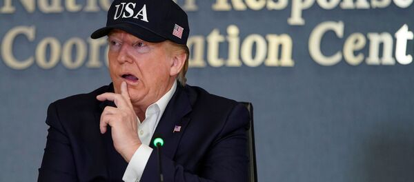 Президент США Дональд Трамп на брифинге Федерального агентства по чрезвычайным ситуациям, посвященном урагану Дориан - 俄罗斯卫星通讯社