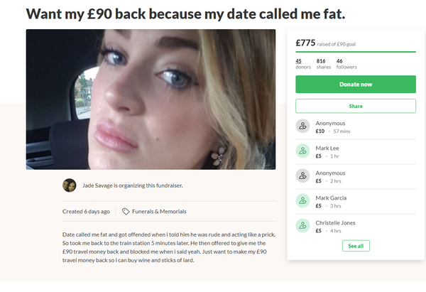 杰德共筹到775英镑（近7000元人民币），说会去喝红酒，吃美食 - 俄罗斯卫星通讯社