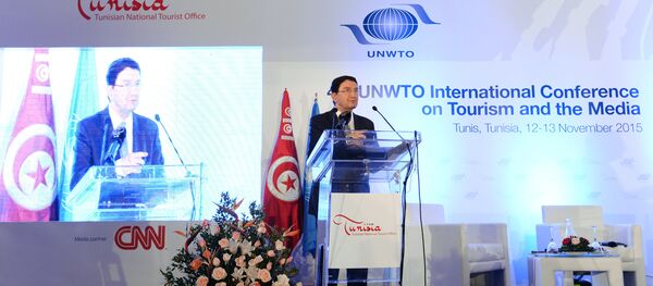 联合国世界旅游组织前秘书长塔勒布·瑞法依在该组织第15届国际会议框架内举行的新闻发布会上 - 俄罗斯卫星通讯社