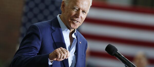Democratic presidential candidate former Vice President Joe Biden speaks during a campaign event at Keene State College in Keene, N.H., Saturday, Aug. 24, 2019.  - 俄羅斯衛星通訊社