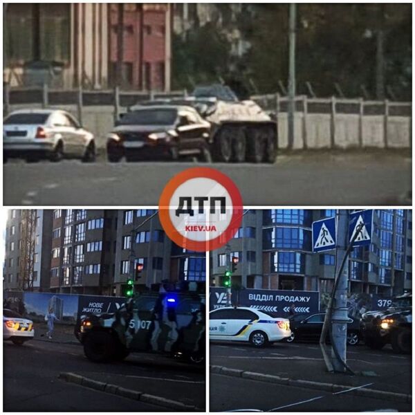 以装甲运兵车为首的车队开上基辅大桥，朝威胁要炸桥的男子行驶 - 俄罗斯卫星通讯社