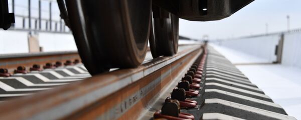 Укладка железнодорожного полотна при строительстве Крымского моста - 俄罗斯卫星通讯社