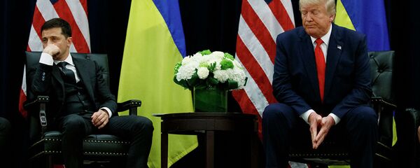 Президент Украины Владимир Зеленский и президент США Дональд Трамп во время встречи в Нью-Йорке, США. 25 сентября 2019 - 俄羅斯衛星通訊社