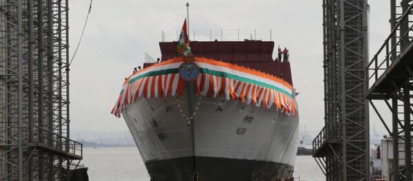 印度海軍一艘隱形護衛艦下水 - 俄羅斯衛星通訊社