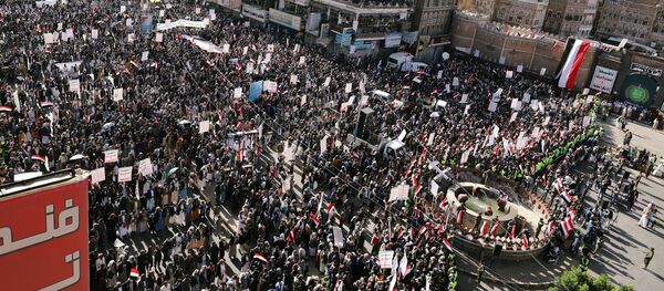 Сторонники хуситов на митинге в честь 5-й годовщины захвата города Саны, Йемен - 俄罗斯卫星通讯社