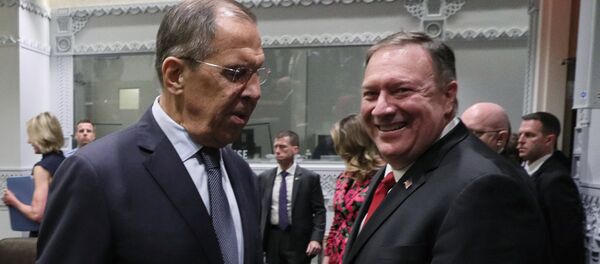 Министр иностранных дел РФ Сергей Лавров и Государственный секретарь США Майк Помпео во время встречи в рамках 74-й сессии Генеральной Ассамблеи Организации Объединенных Наций (ООН) в Нью-Йорке. - 俄罗斯卫星通讯社