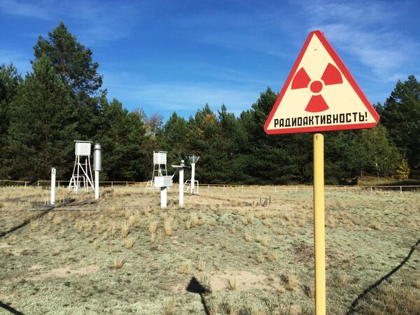 波列斯基輻射生態區內“馬薩內“科研站的輻射標誌 - 俄羅斯衛星通訊社