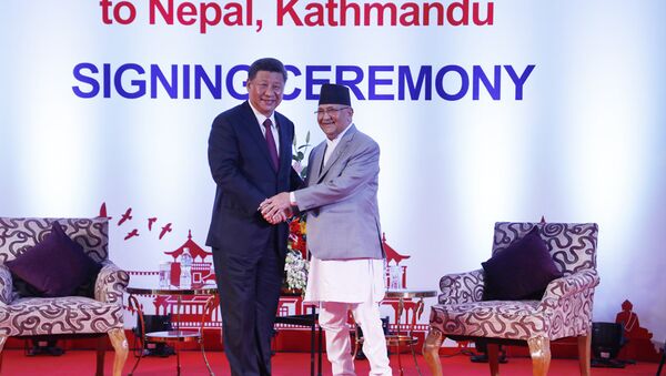 中國國家主席習近平13日在加德滿都同尼泊爾總理奧利會談 - 俄羅斯衛星通訊社