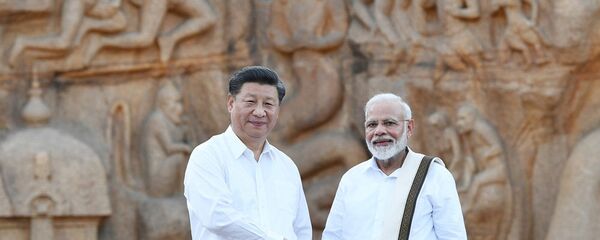Си Цзиньпин и Нарендра Моди в Индии Си Цзиньпин и Нарендра Моди в Индии - 俄罗斯卫星通讯社