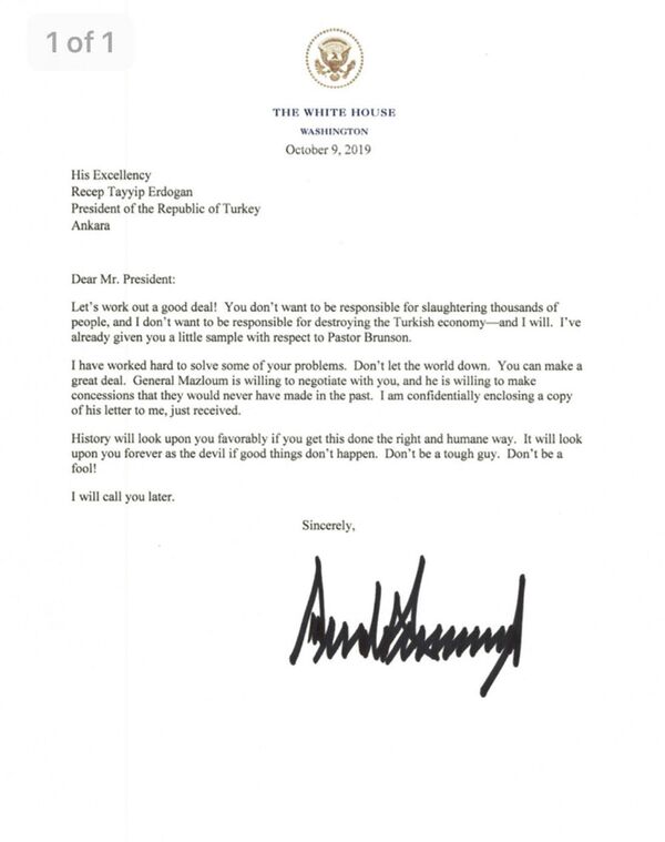 埃尔多安将特朗普的信丢进垃圾桶 - 俄罗斯卫星通讯社