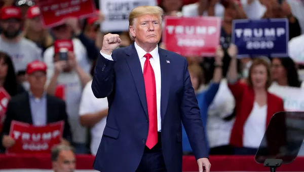 President Donald Trump speaks during a Keep America Great Campaign Rally at American Airlines Center on October 17, 2019 in Dallas - 俄羅斯衛星通訊社