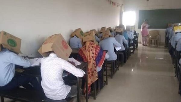 В Индии студентам надели на головы коробки - 俄羅斯衛星通訊社