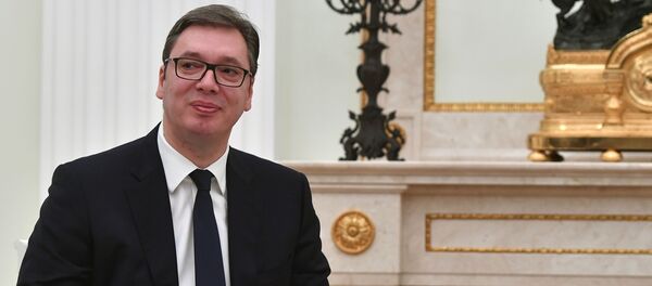 Президент Сербии Александр Вучич на встрече с президентом России Владимиром Путиным - 俄罗斯卫星通讯社