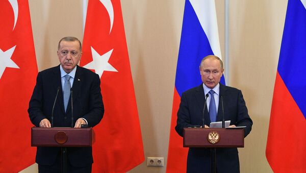Президент РФ Владимир Путин и президент Турции Реджеп Тайип Эрдоган - 俄羅斯衛星通訊社